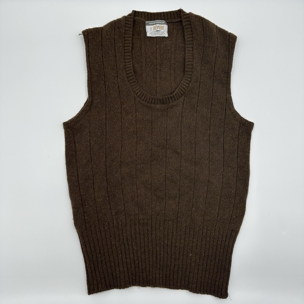 VTG Mens's Sweater Vest Medium Shetland Wool Blend Sportswear Revere Brown Gramp